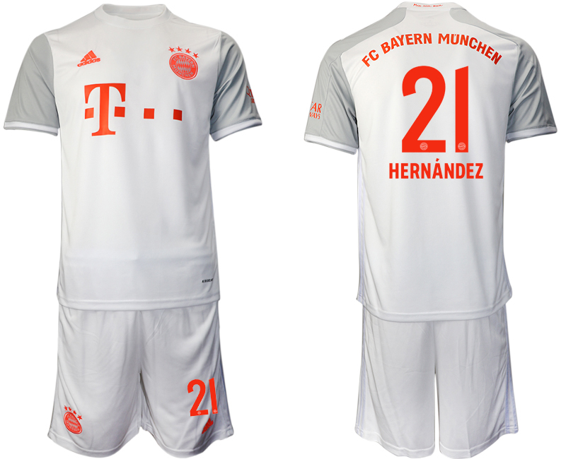 Men 2020-2021 club Bayern Munich away #21 white Soccer Jerseys